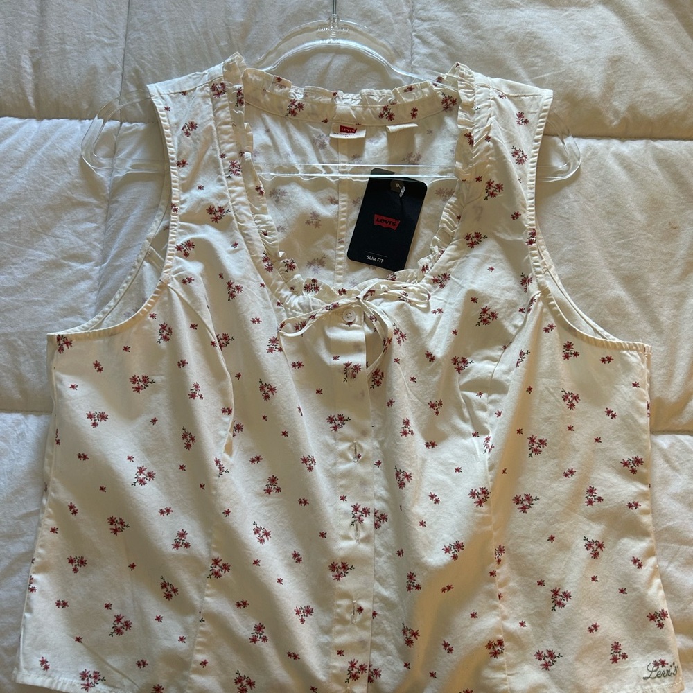 Levi's Ivory and Burgundy Floral Blouse